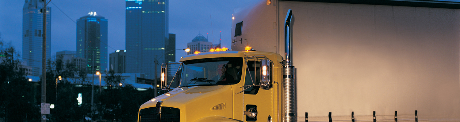 Truck driving at night