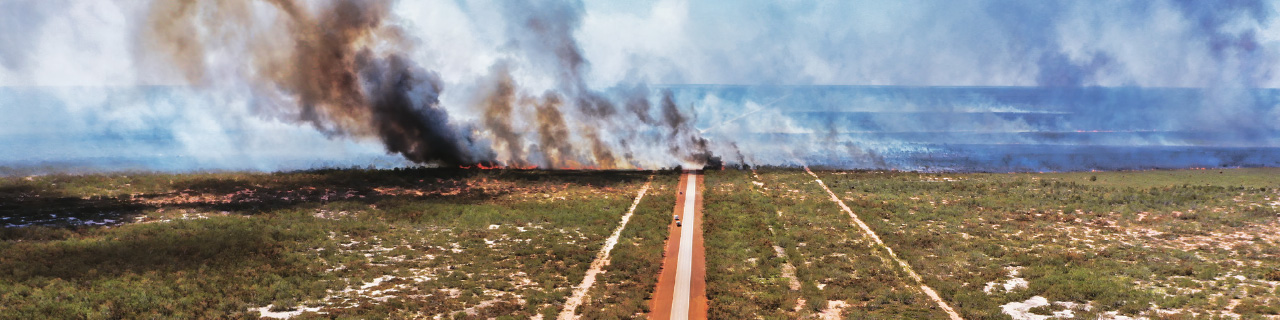 Image of fire blocking of access to a road