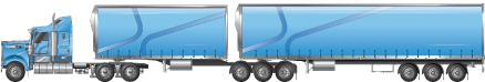 Picture of a 10 axle B-double, with 3 axle dolly and 3 axle semitrailer