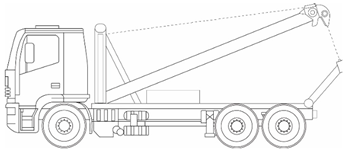 Example of over-lift type tow truck