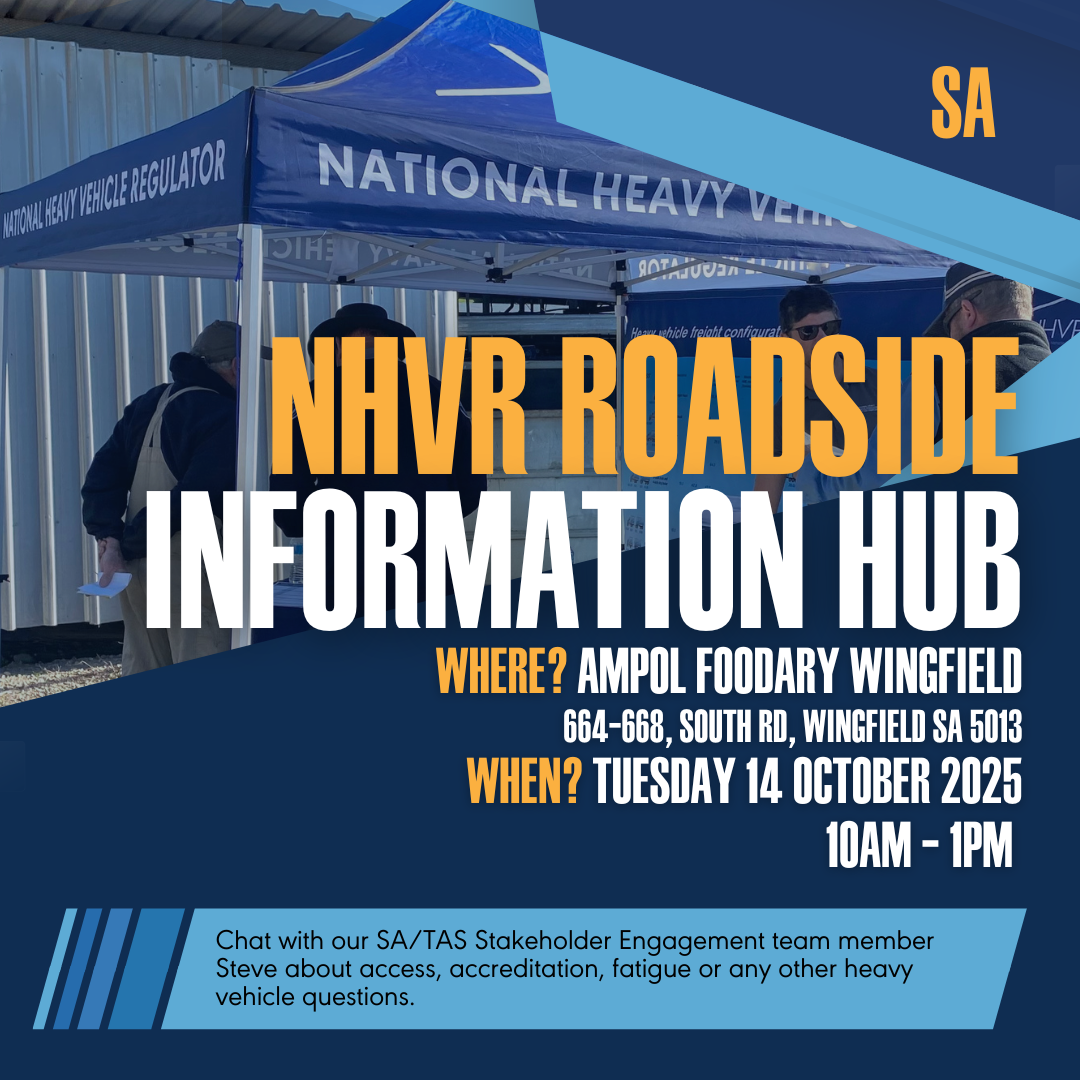 Chat with our Stakeholder Engagement team member Steve Eickhoff and NHVR experts about access, compliance, fatigue, Chain of Responsibility (CoR) and more.