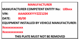 Example of a manufacturers plate
