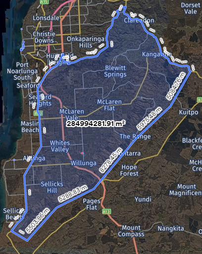 City of Onkaparinga restricted agricultural vehicle night travel area map