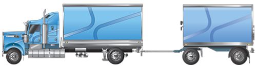 QLD Truck and Dog 31.5m - Image of Single drive truck towing trailer with two single axles