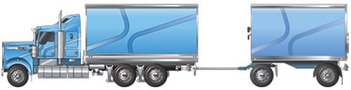 QLD Truck and Dog 31.5m - Image of tandem drive truck towing trailer with two single axles