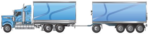 QLD Truck and Dog 31.5m - Image of tandem drive truck towing trailer with a single and triaxle groups 