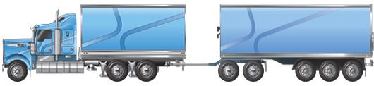 QLD Truck and Dog 31.5m - Image of tandem drive truck towing trailer with a tandem and triaxle group 