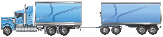 QLD Truck and Dog 31.5m - Image of tandem drive truck towing trailer with  tandem axles