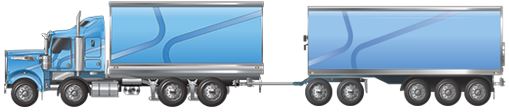 QLD Truck and Dog 31.5m - Image of twinsteer truck towing trailer with tandem and tri axle groups 