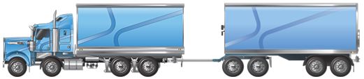 QLD Truck and Dog 31.5m - Image of twinsteer truck towing trailer with two tandem axles