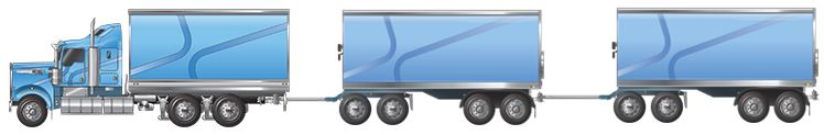 Example of a Rigid truck towing two trailers