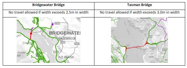 Tasmanian Bridge width limits