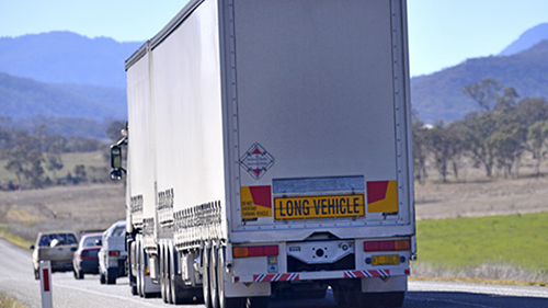 B-double longer than 22 metres vehicle warning signs