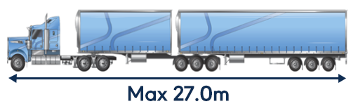 Image of Road Train Prime Mover b-double combination showing maximum length