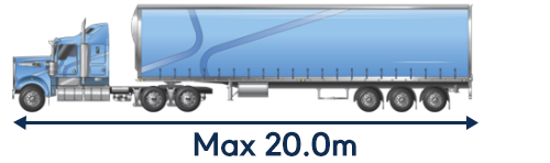 Image of Road Train Prime Mover and semitrailer showing length