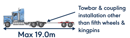 Image of Road Train Prime Mover unlaiden converter dolly showing maximum metre length