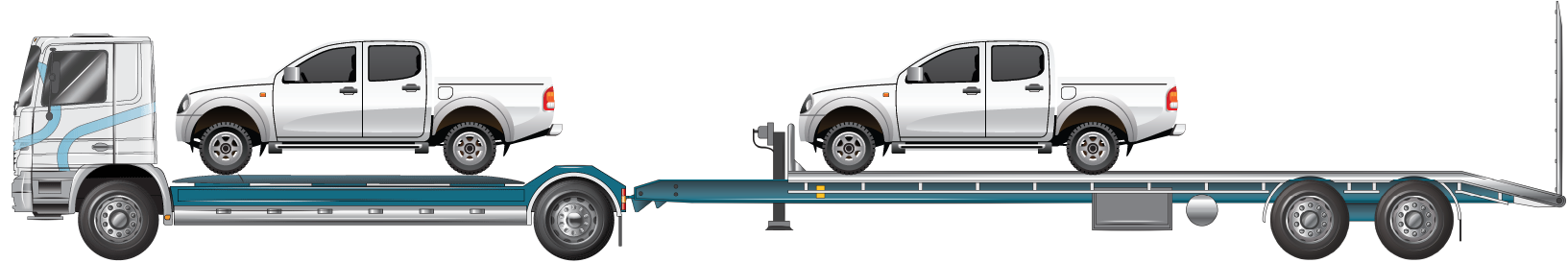 A rigid truck with a single steer axle and single drive axle; and a trailer fitted with either a single or tandem axle group(laden)example