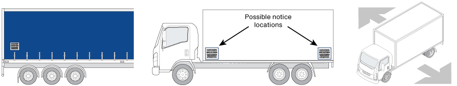 Identify where label or sticker is on truck.