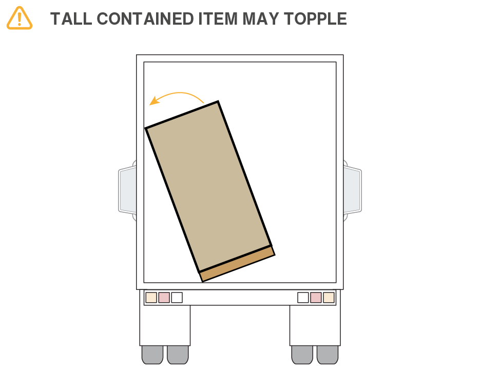 Tall contained item may topple.