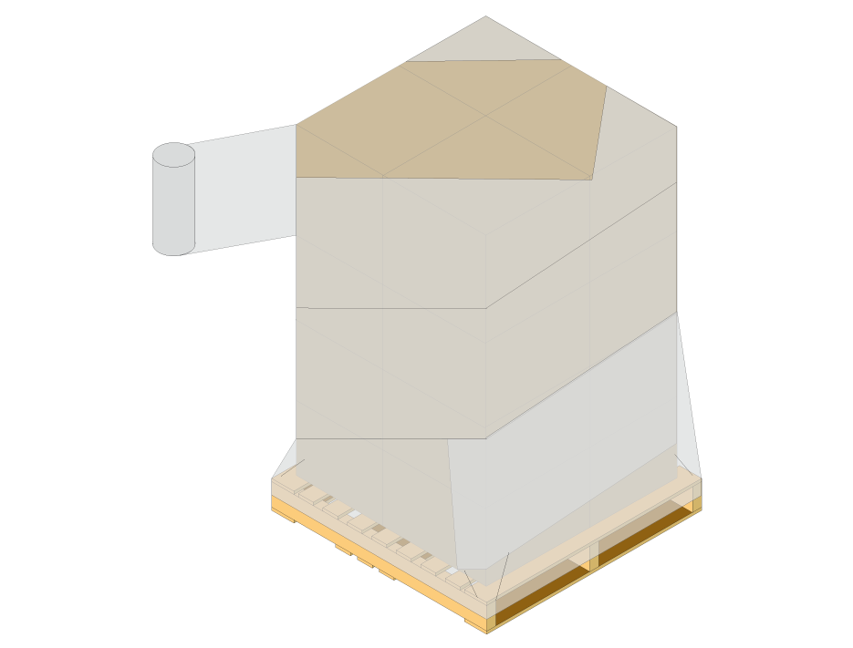 Stretch wrapping uses a stretchable plastic film to tightly wrap around a load to hold it together.
