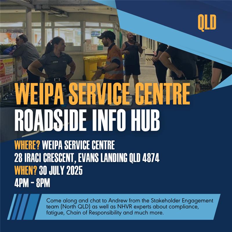 Chat with our Stakeholder Engagement team member Andrew Gill and NHVR experts about access, compliance, fatigue, Chain of Responsibility (CoR) and more.