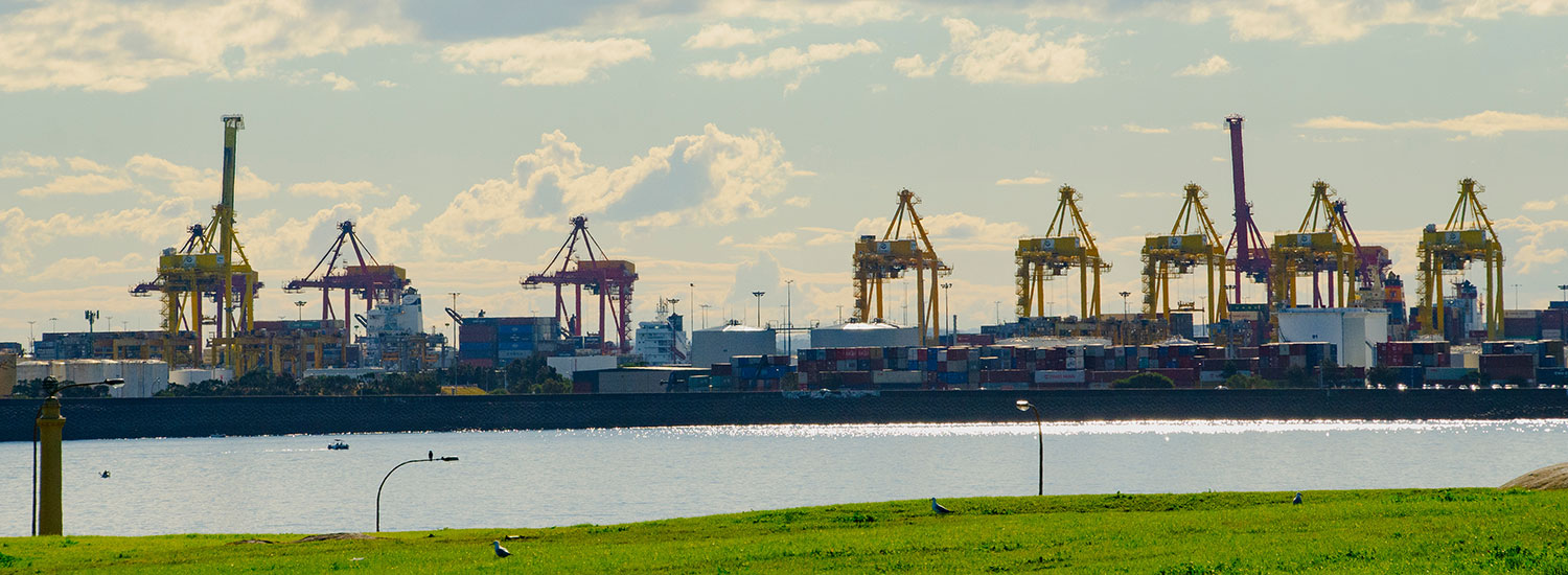 Image is of the New South Wales Port of Botany.