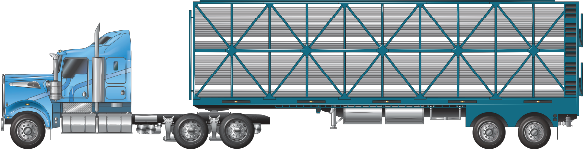 a prime mover and semitrailer combination with 2 axles, used for carrying cattle, pigs, sheep or goats example