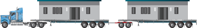 Image is of an 11 axle road train carrying two indivisible items as its load.