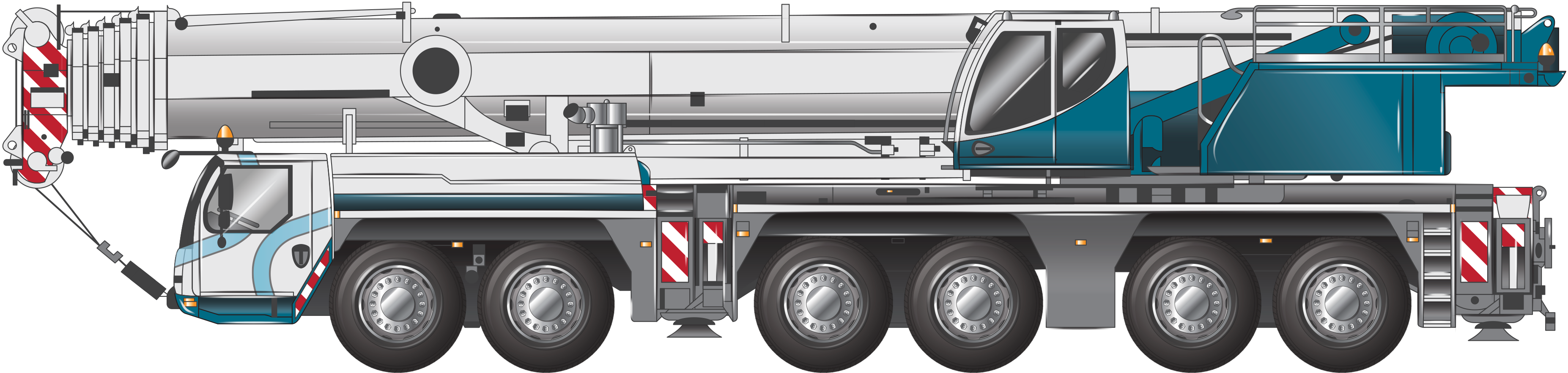 Image of Reference vehicle 1 refers to a 6-axle all-terrain mobile crane without dolly
