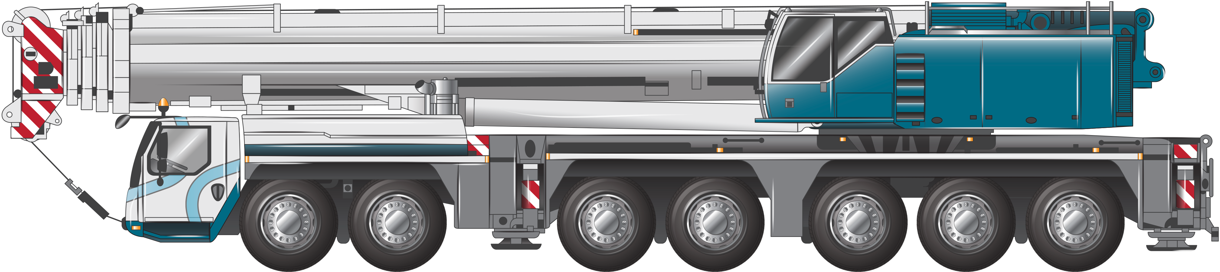 Image of Reference vehicle 2 refers to a 7-axle all-terrain mobile crane without dolly