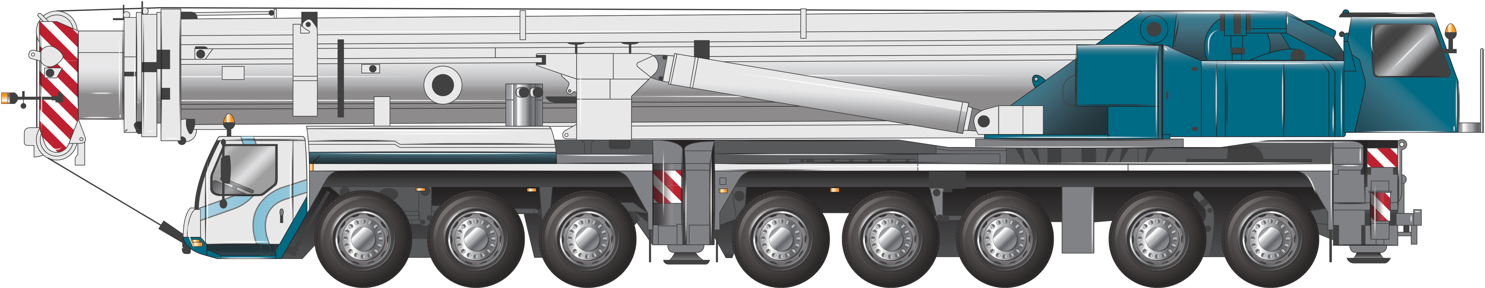Image of Reference vehicle 3 refers to a 8-axle all-terrain mobile crane