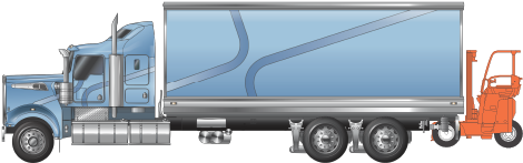 Forklift rear overhang notice - image of a rigid carrying a forklift at rear