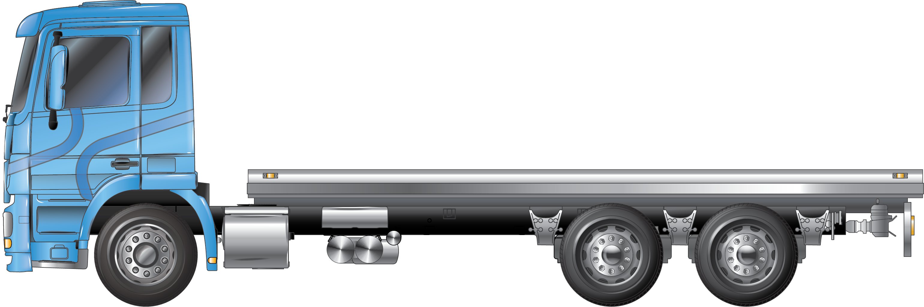 An example of a 3 axle flatbed rigid truck