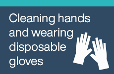 Cleaning hands and wearing disposable gloves
