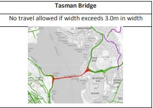 Tasmanian Bridge width limits