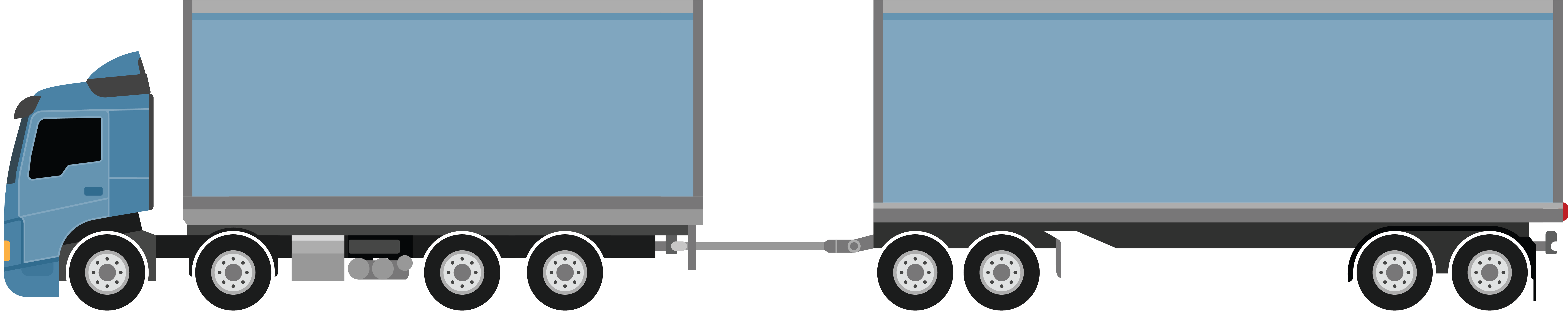 An example of a twinsteer truck and dog