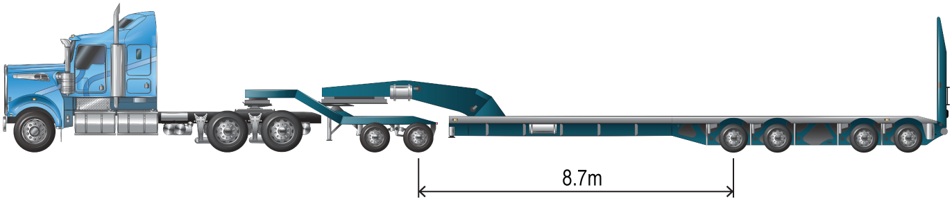 Axle spacing for load carrying vehicles with a converter dolly