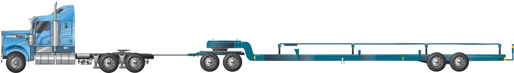 Comb trailer - 3-axle prime mover and 4-axle comb tailer