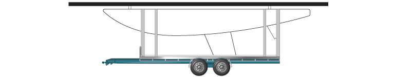 Image is of a two axle yacht trailer